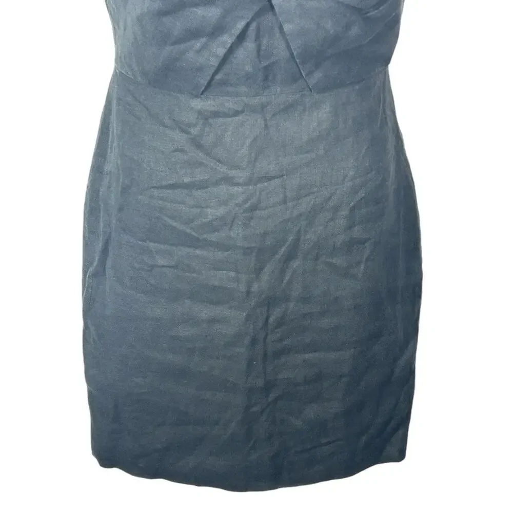 J.Crew Irish Linen Sheath Dress Black Draped Knot Work Cocktail Size 6